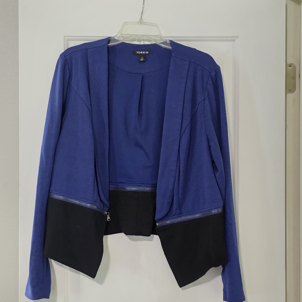 Blue and Black Zip-Up Jacket